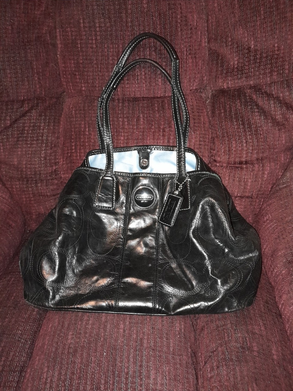 COACH Black Leather Shoulder Tote Bag - Picture 5 of 5